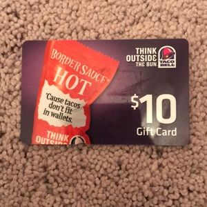 Two Taco Bell gift cards totaling $15.